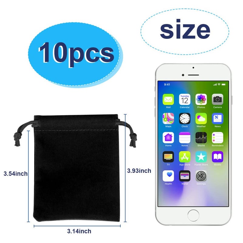 Shintop 10pcs Velvet Drawstring Bags Wedding Gift Bags Velvet Cloth Jewelry Pouches (Black) - Image 2